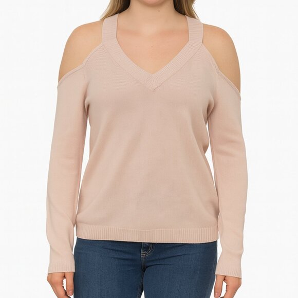 Saks Fifth Avenue Cold-Shoulder Wool-Cashmere Sweater - Picture 1 of 7